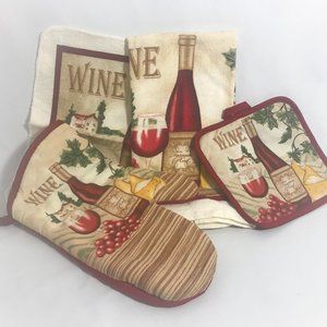 Wine Time - Hanging Kitchen Towel Set